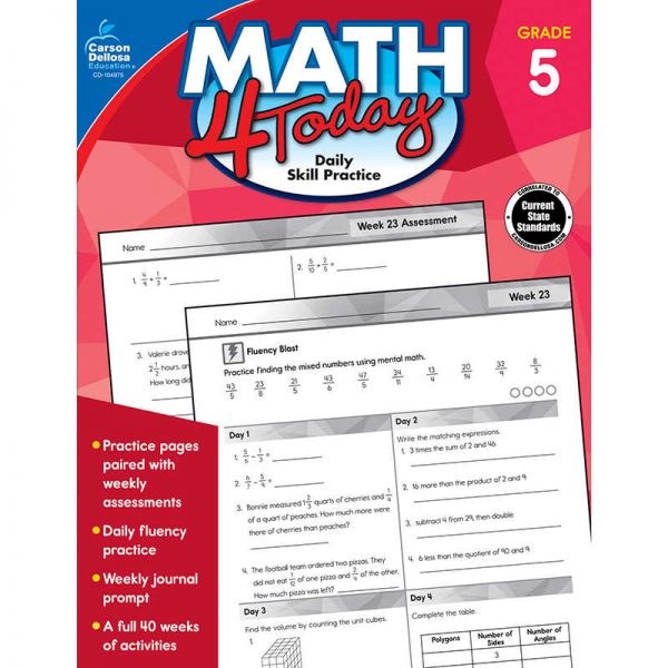 Carson Dellosa Education Math 4 Today Workbook, Grade 5