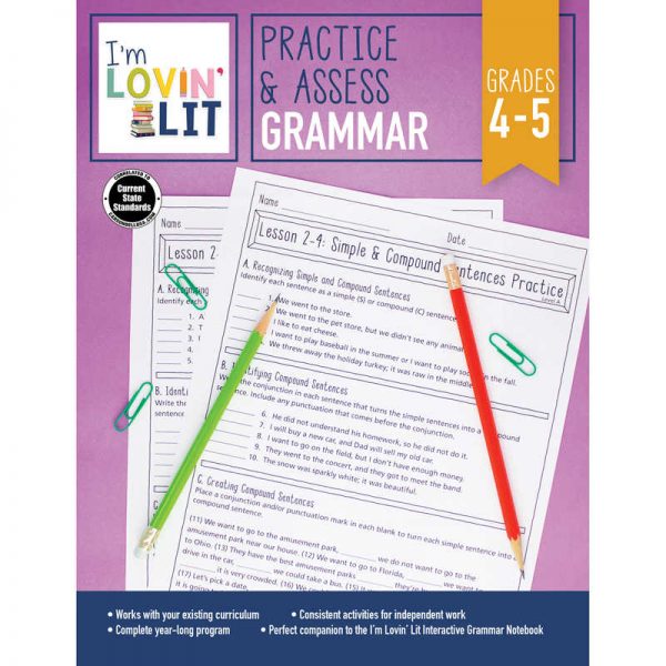 I'm Lovin' Lit Practice & Assess: Grammar Workbook, Grade 4-5
