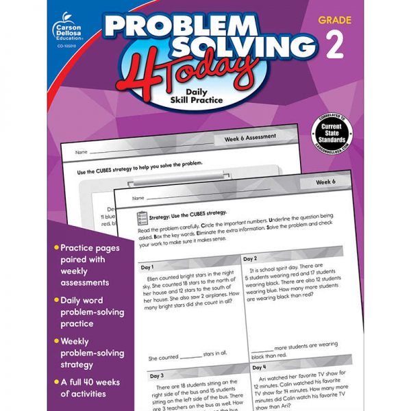 Carson Dellosa Education Problem Solving 4 Today Workbook, Grade 2