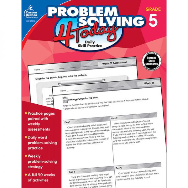 Carson Dellosa Education Problem Solving 4 Today Workbook, Grade 5