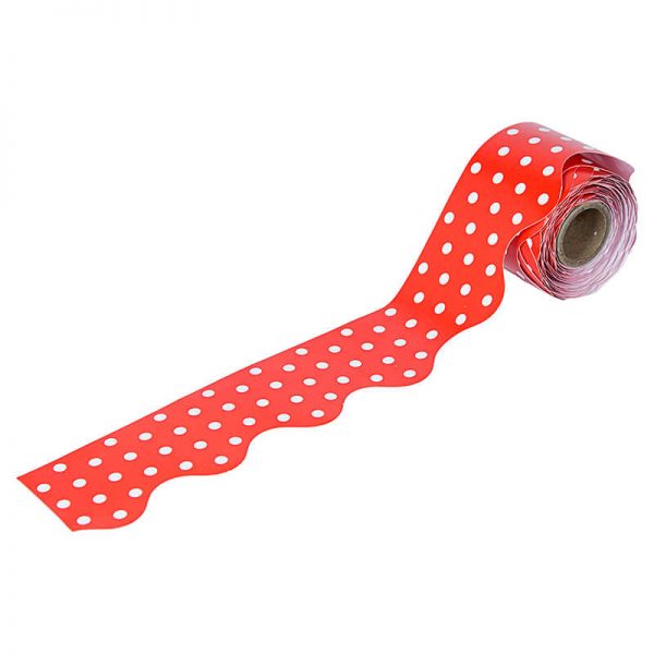 Carson Dellosa Education Red & White Dots Rolled Scalloped Border, 36'