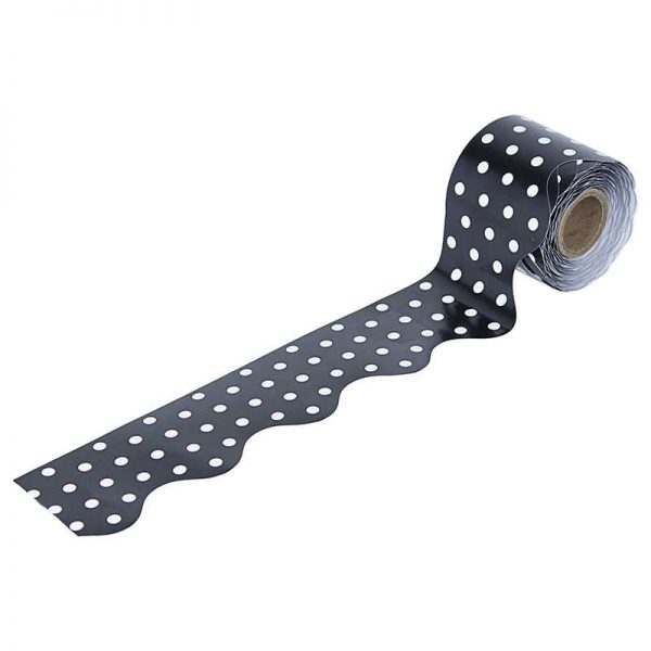 Carson Dellosa Education Black & White Dots Rolled Scalloped Border, 36'