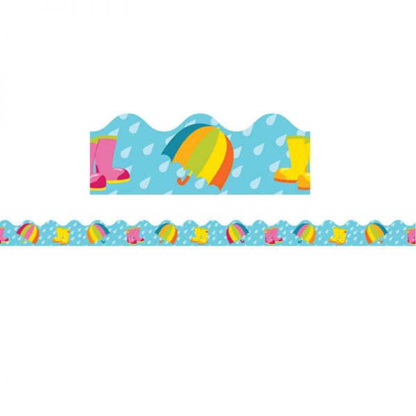 Carson Dellosa Education Spring Showers Scalloped Border, 39 Feet
