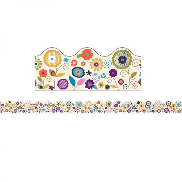 Carson Dellosa Education You-Nique Flowers Scalloped Border, 39 Feet