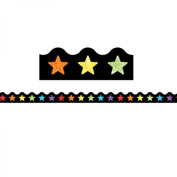 Carson Dellosa Education Watercolor Stars Scalloped Border, 39 Feet