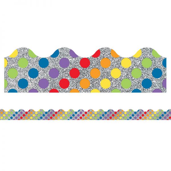 Carson Dellosa Education Sparkle + Shine Rainbow Dots on Glitter Scalloped Border, 39'
