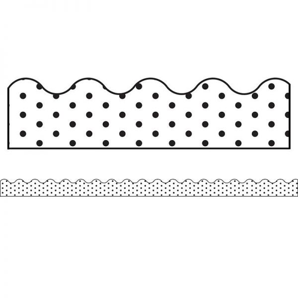 Schoolgirl Style™ Industrial Chic White with Black Dots Scalloped Border, 39'