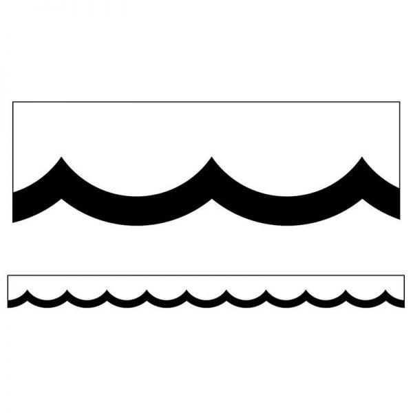 Schoolgirl Style™ Simply Stylish Black & White Wavy Line Scalloped Border, 39'