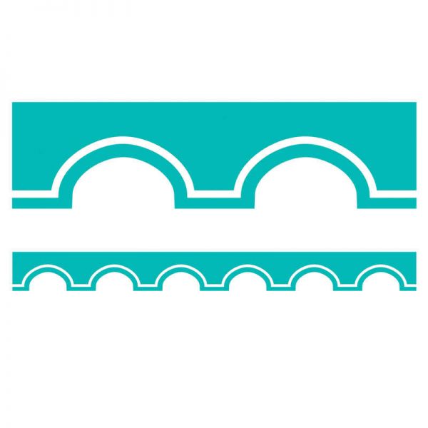 Schoolgirl Style™ Simply Stylish Turquoise and White Awning Scalloped Border, 39 Feet Per Pack, 6 Packs
