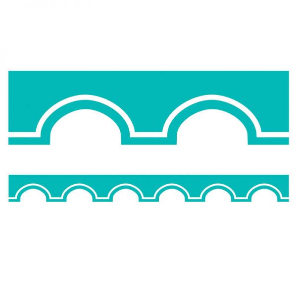 Schoolgirl Style™ Simply Stylish Turquoise and White Awning Scalloped Border, 39'