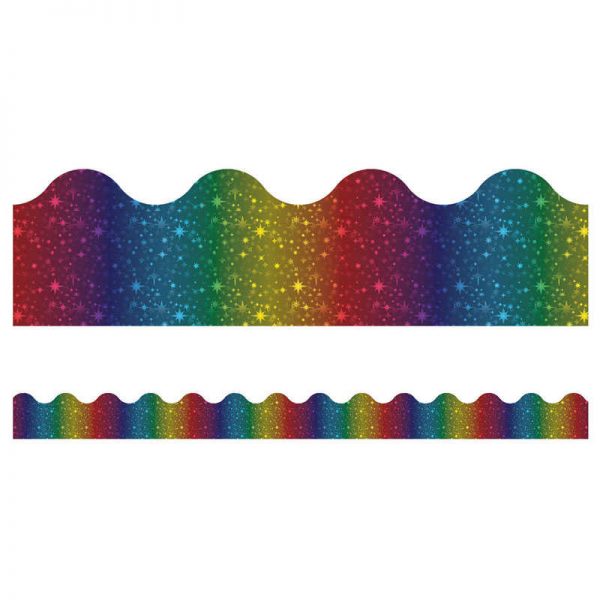 Carson Dellosa Education Sparkle + Shine Rainbow Foil Scalloped Border, 39'