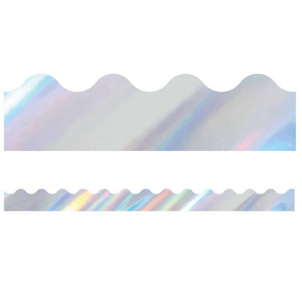 Carson Dellosa Education Sparkle + Shine Holographic Silver Scalloped Border, 39'