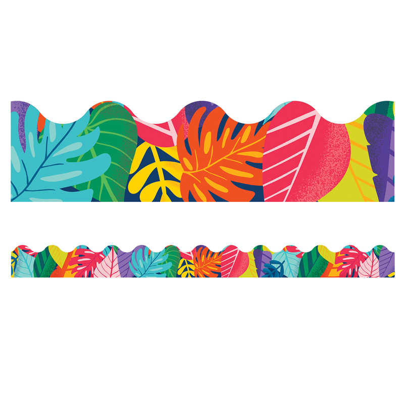 Carson Dellosa Education One World Colorful Leaves Scalloped Border, 39 Feet Per Pack, 6 Packs