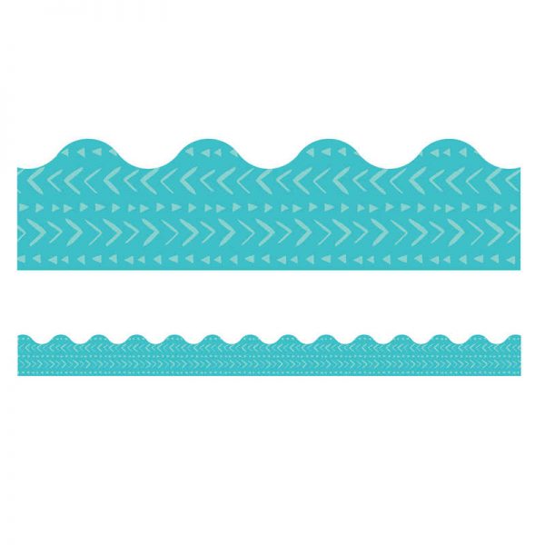 Carson Dellosa Education One World Blue Batik Scalloped Border, 39 Feet Per Pack, 6 Packs