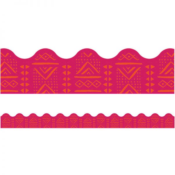 Carson Dellosa Education One World Pink Batik Scalloped Border, 39'