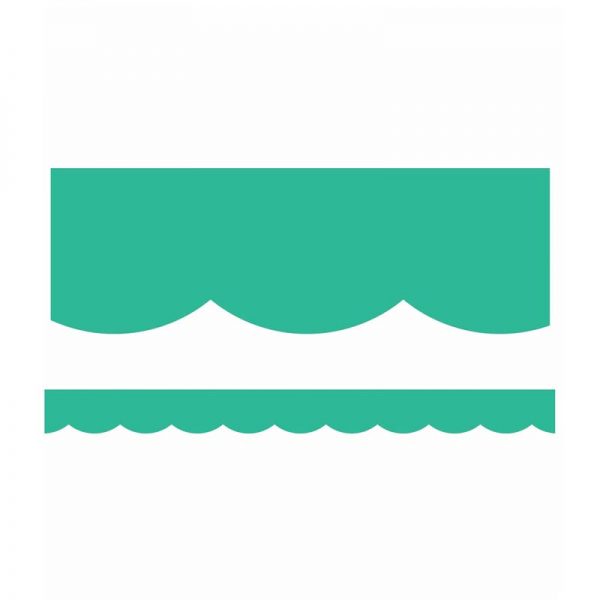 Schoolgirl Style™ Black, White & Stylish Brights Turquoise Scalloped Borders, 39 Feet
