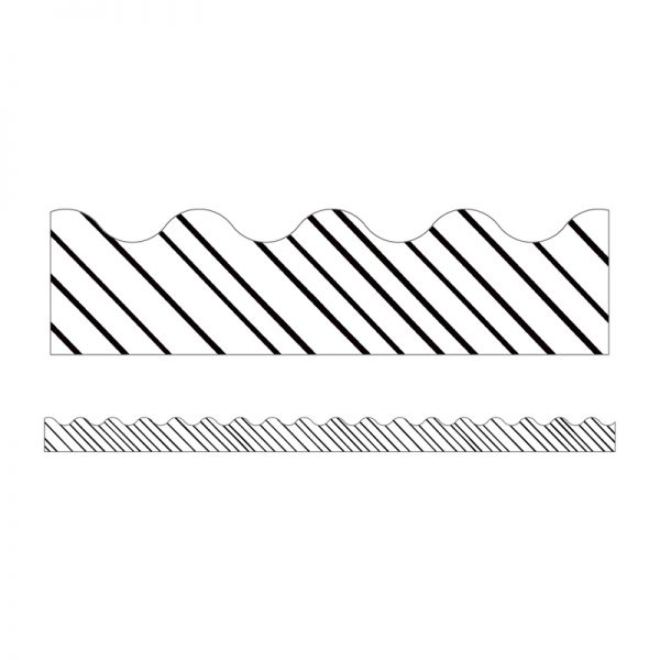 Carson Dellosa Education Kind Vibes Black & White Stripes Scalloped Borders, 39 Feet
