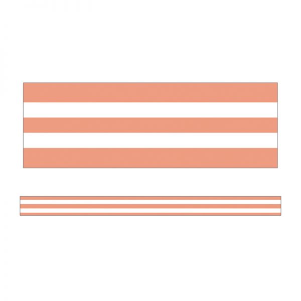 Schoolgirl Style™ Simply Stylish Coral & White Stripes Straight Borders, 36 Feet