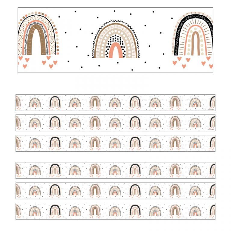 Schoolgirl Style™ Simply Stylish Boho Rainbows Straight Borders, 36 Feet Per Pack, 6 Packs