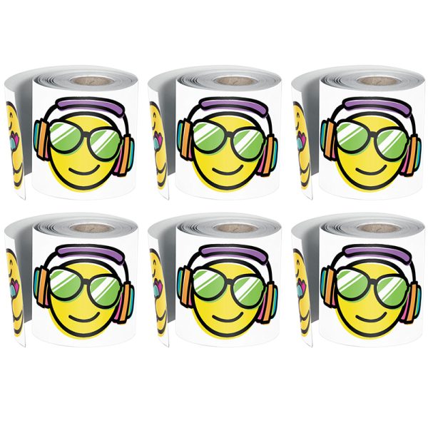 Carson Dellosa Education Kind Vibes Smiley Faces Rolled Straight Border, 36 Feet Per Roll, Pack of 6