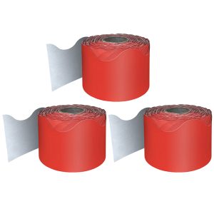 Carson Dellosa Education Red Rolled Scalloped Border, 65 Feet Per Roll, Pack of 3