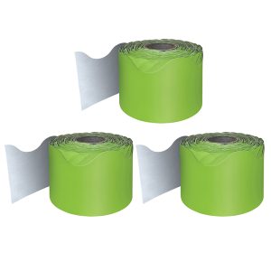 Carson Dellosa Education Lime Rolled Scalloped Border, 65 Feet Per Roll, Pack of 3