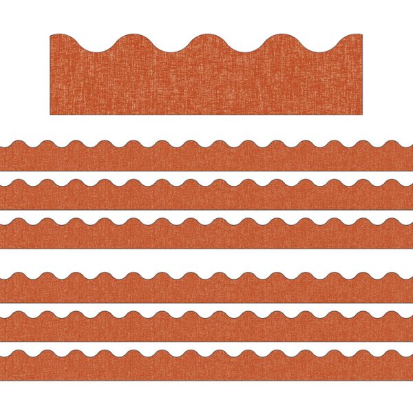 Carson Dellosa Education Let's Explore Terracotta Linen Scalloped Border, 39 Feet Per Pack, 6 Packs