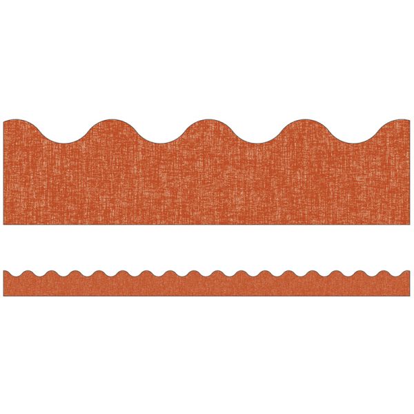 Carson Dellosa Education Let's Explore Terracotta Linen Scalloped Border, 39 Feet