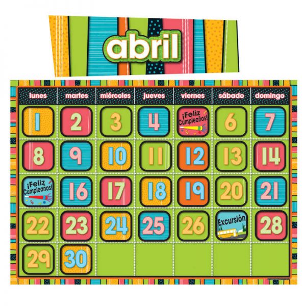 Carson Dellosa Education Stylin' Stripes Spanish Calendar