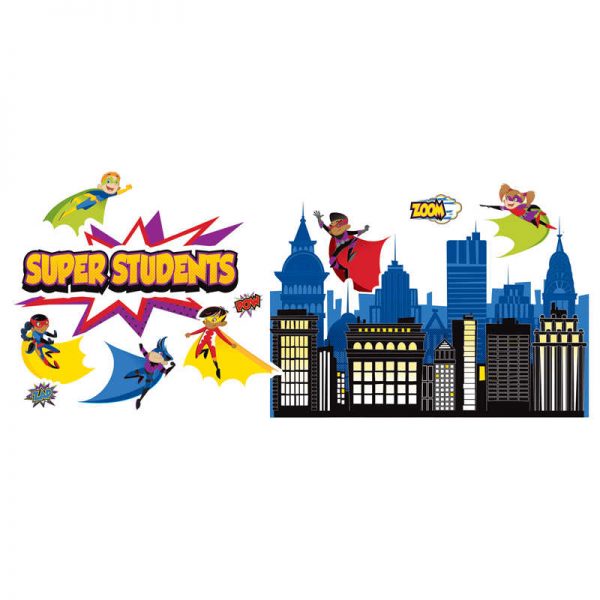 Carson Dellosa Education Super Power Super Kids Bulletin Board Set, 55 Pieces