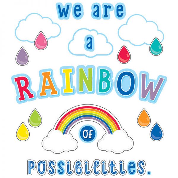 Schoolgirl Style™ Hello Sunshine We Are a Rainbow of Possibilities Bulletin Board Set, 67 Pieces