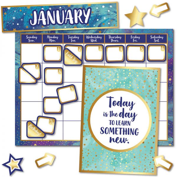 Carson Dellosa Education Galaxy Calendar Bulletin Board Set, 80 Pieces