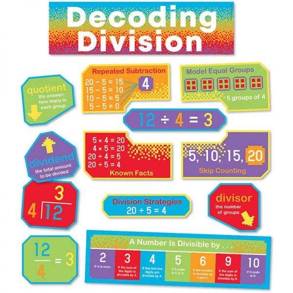 Carson Dellosa Education Decoding Division Mini Bulletin Board Set, 15 Pieces