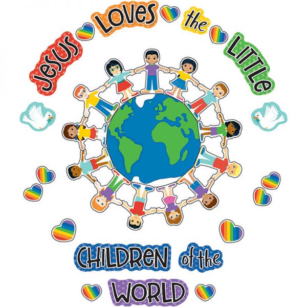 Carson Dellosa Education Jesus Loves the Little Children Bulletin Board Set, 41 Pieces