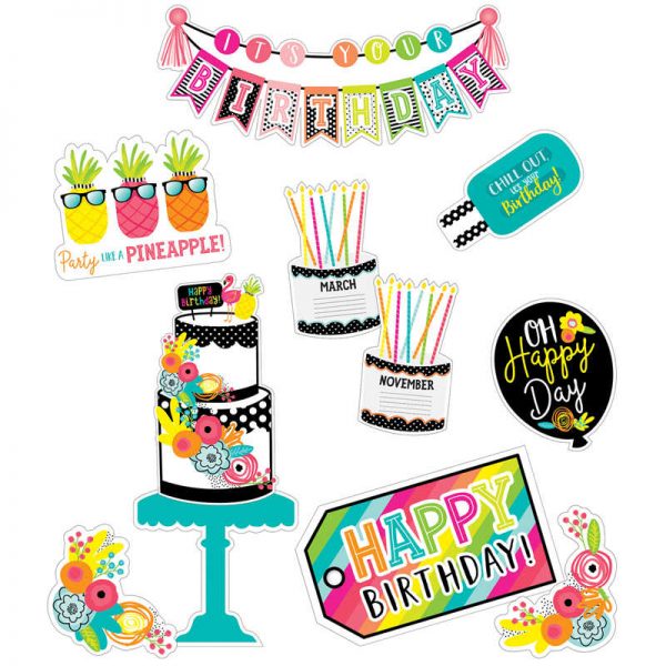 Schoolgirl Style™ Simply Stylish Tropical Pineapple Birthday Bulletin Board Set, 21 Pieces