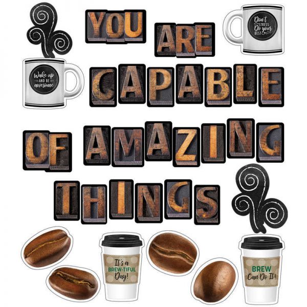 Schoolgirl Style™ Industrial Cafe You Are Capable of Amazing Things Bulletin Board Set, 44 Pieces