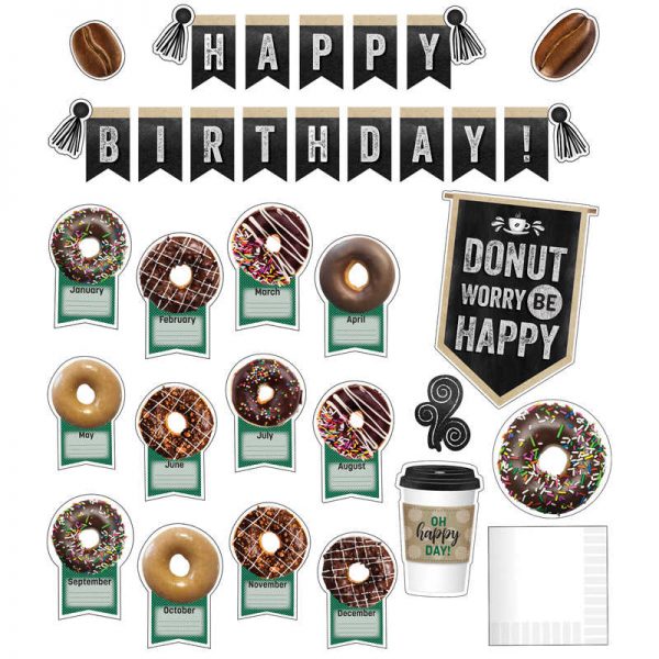 Schoolgirl Style™ Industrial Cafe Birthday Bulletin Board Set, 44 Pieces