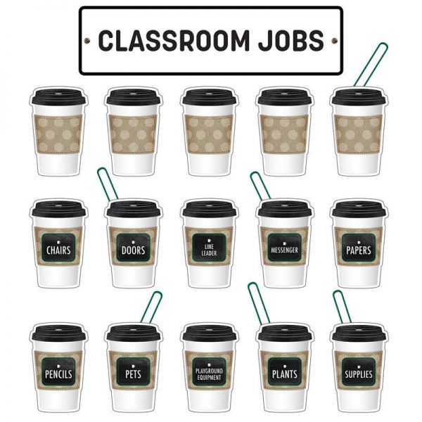 Schoolgirl Style™ Industrial Cafe Classroom Jobs Mini Bulletin Board Set, 52 Pieces