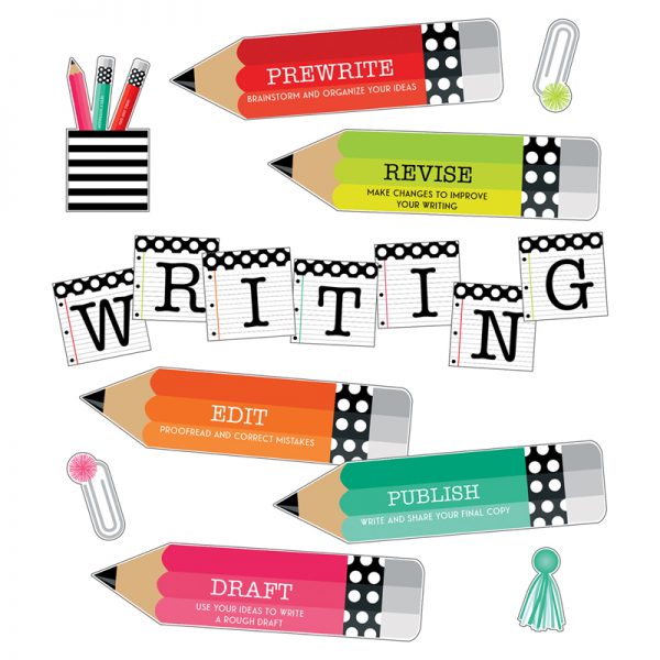 Schoolgirl Style™ Black, White & Stylish Brights Writing Mini Bulletin Board Set
