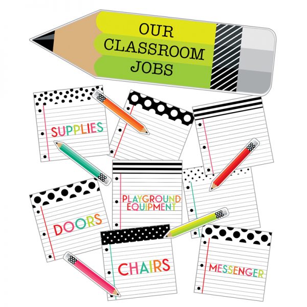 Schoolgirl Style™ Black, White & Stylish Brights Classroom Jobs Mini Bulletin Board Set