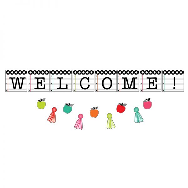 Schoolgirl Style™ Black, White & Stylish Brights Welcome Bulletin Board Set