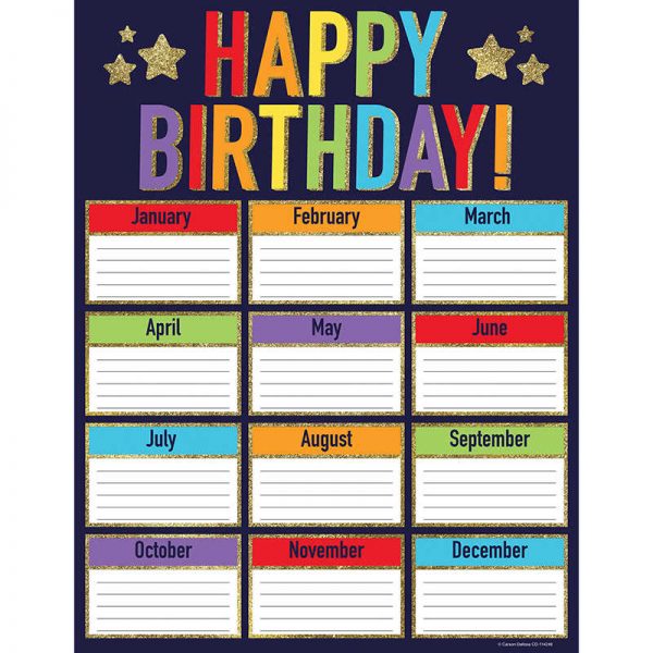 Carson Dellosa Education Sparkle + Shine Glitter Birthday Chart