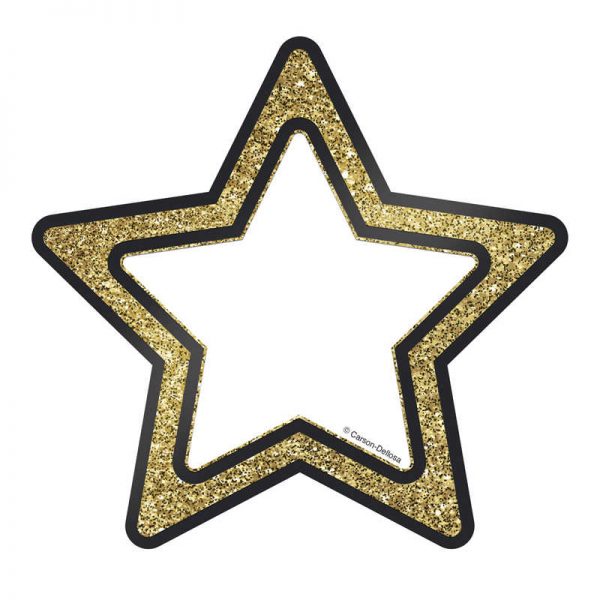 Carson Dellosa Education Sparkle + Shine Gold Glitter Stars Cut-Outs, 36 Per Pack, 3 Packs