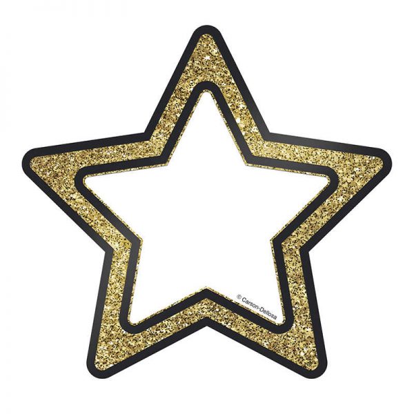 Carson Dellosa Education Sparkle + Shine Gold Glitter Stars Cut-Outs, Pack of 36