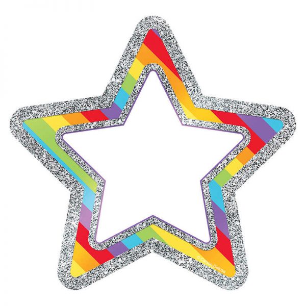 Carson Dellosa Education Sparkle + Shine Rainbow Glitter Stars Cut-Outs, Pack of 36