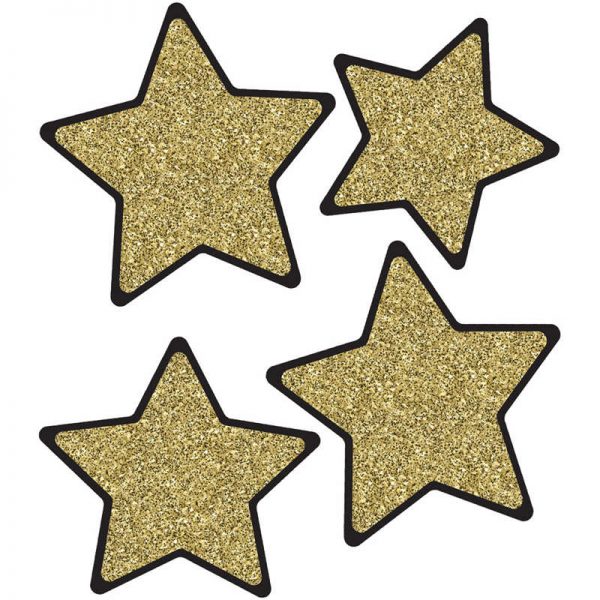 Carson Dellosa Education Sparkle + Shine Solid Gold Glitter Stars Cut-Outs, 36 Per Pack, 3 Packs