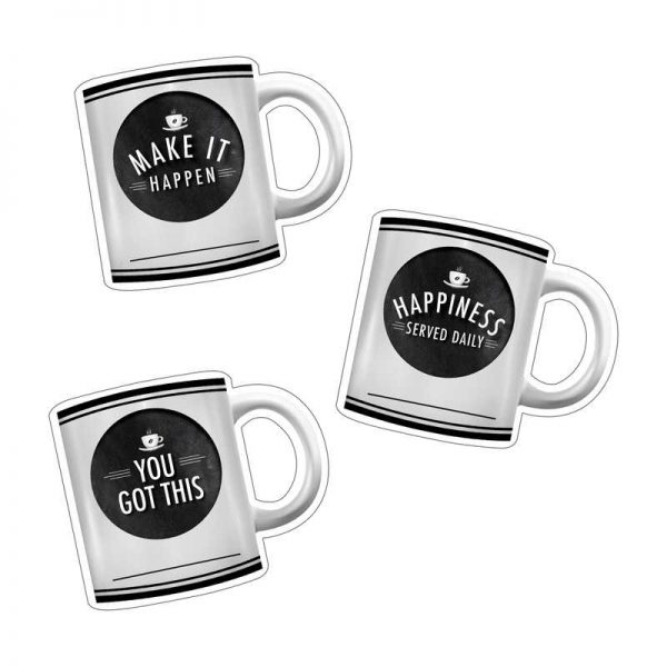 Schoolgirl Style™ Industrial Cafe Motivational Coffee Mugs Cut-Outs, Pack of 36