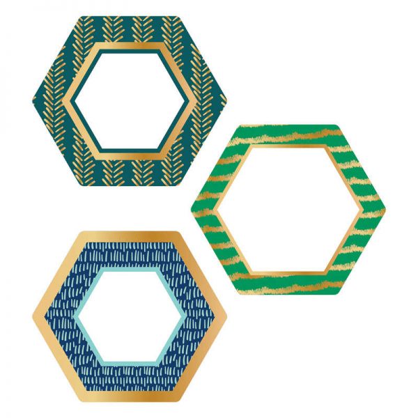 Carson Dellosa Education One World Hexagons with Gold Foil Cut-Outs, Pack of 36