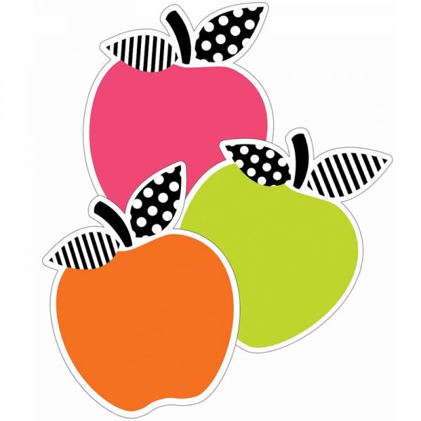 Schoolgirl Style™ Black, White & Stylish Brights Apples Cut-Outs, Pack of 36