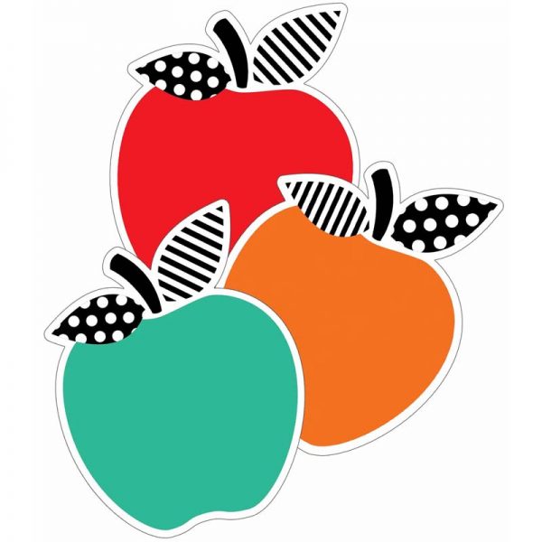 Schoolgirl Style™ Black, White & Stylish Brights Apples Cut-Outs, Pack of 12